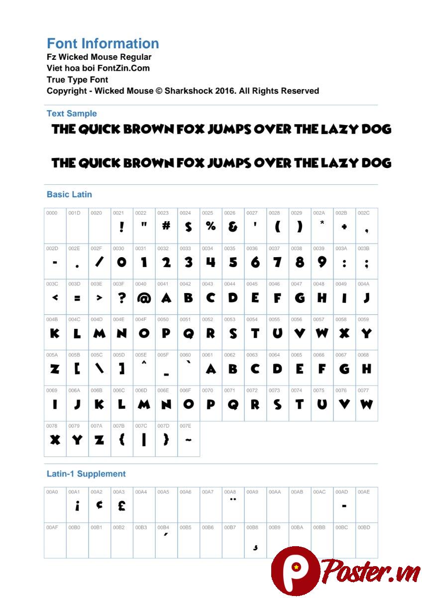 Font chữ Fz Wicked Mouse