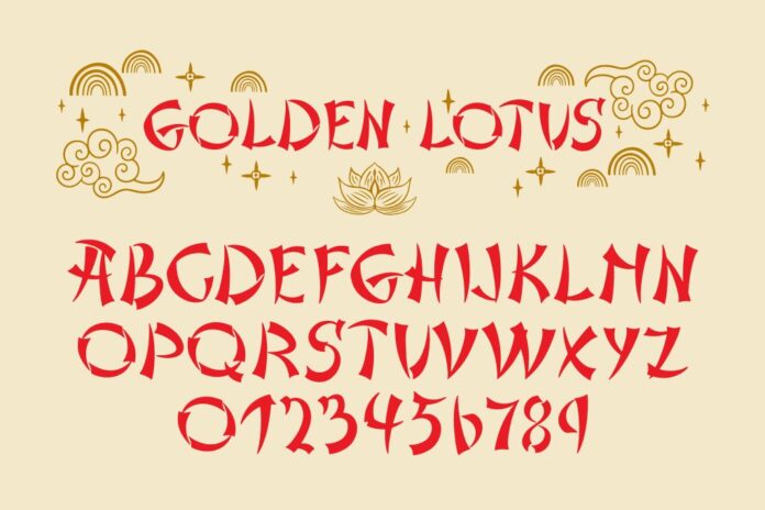 Font Golden Lotus Vector