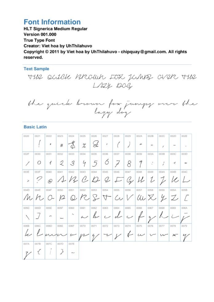 Font chữ HLT Signerica Medium