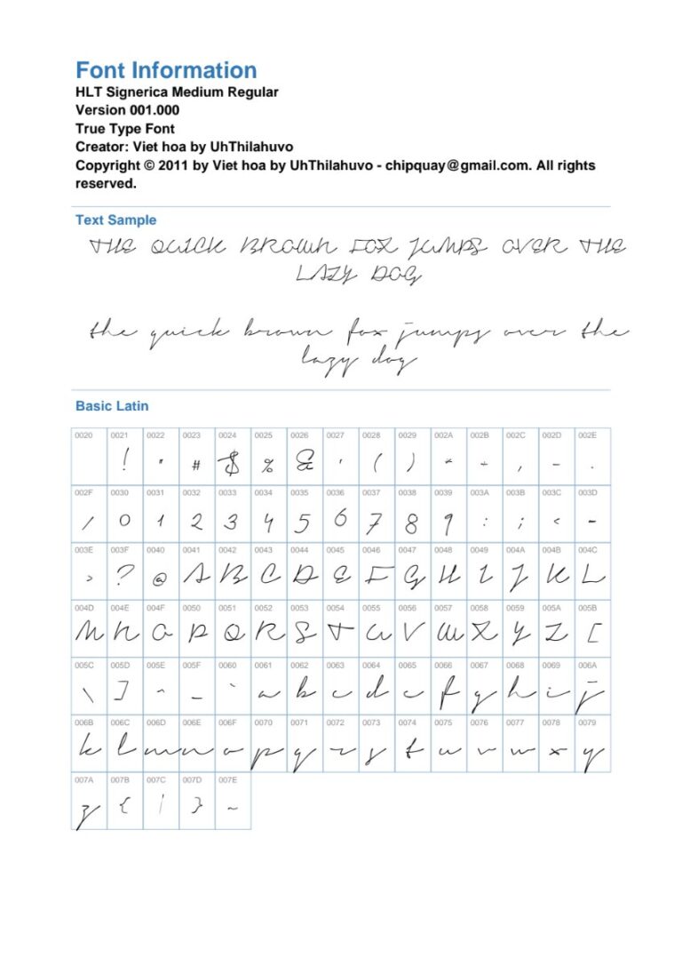 Font chữ HLT Signerica Medium