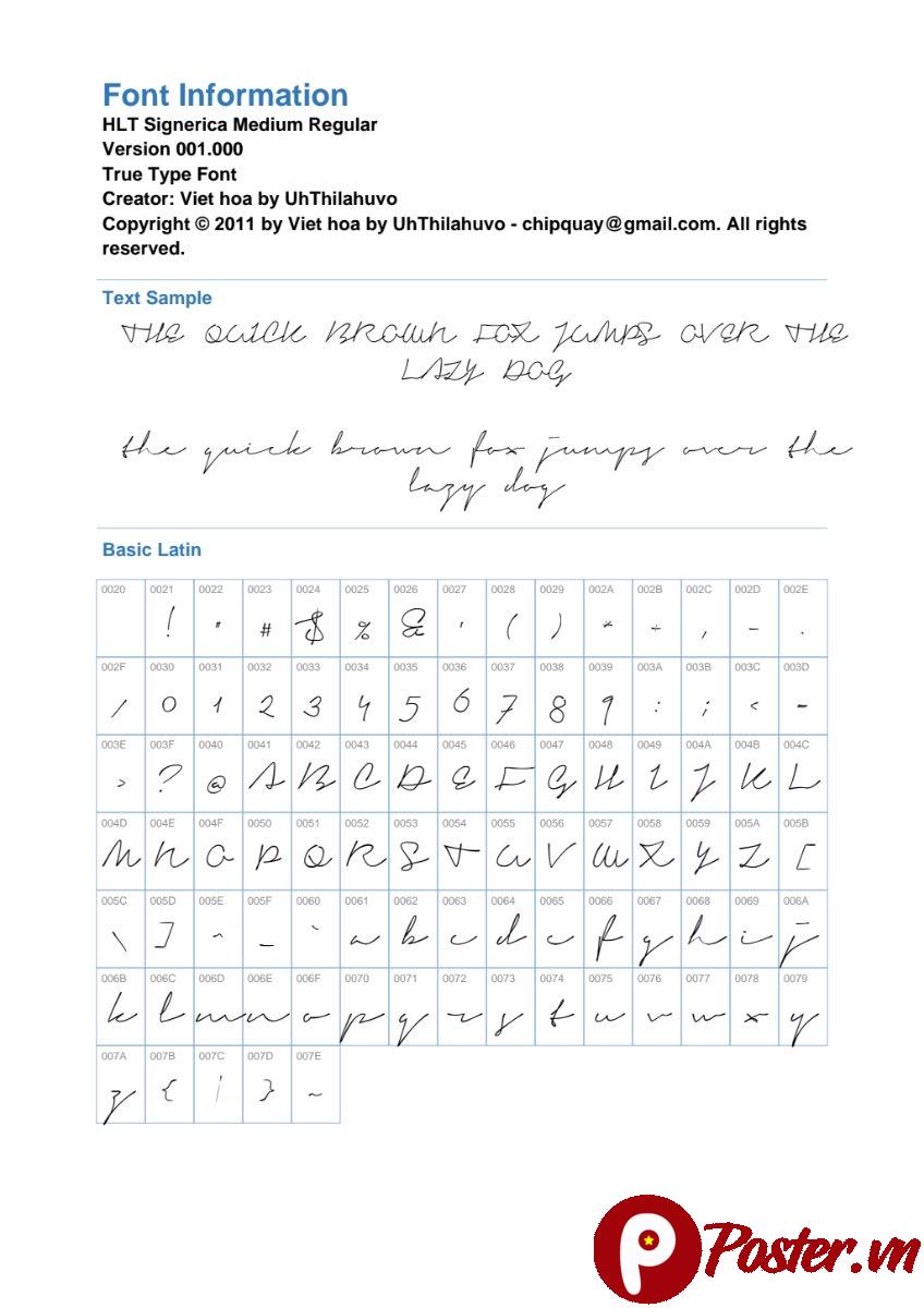 Font chữ HLT Signerica Medium