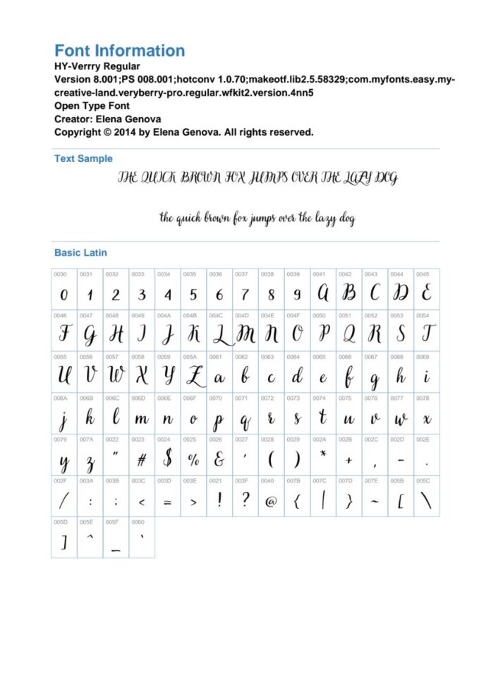 Font chữ HY-Verrry viết tay đẹp