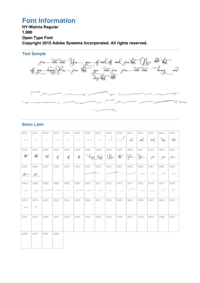Font chữ viết tay HY-Walnts