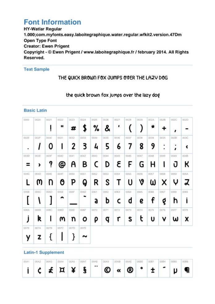 Font HY-Watlar độc đáo