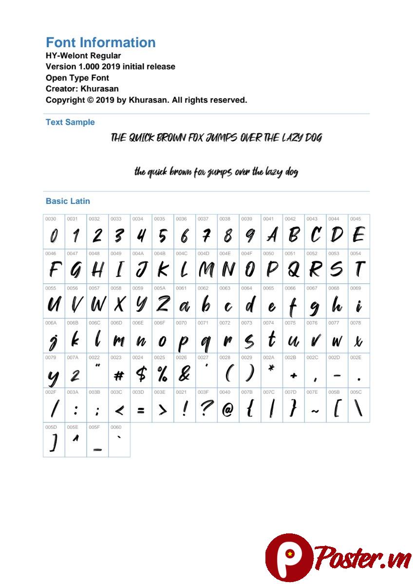 Font chữ HY-Welont