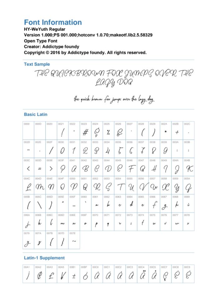 Font chữ HY-WeYuth