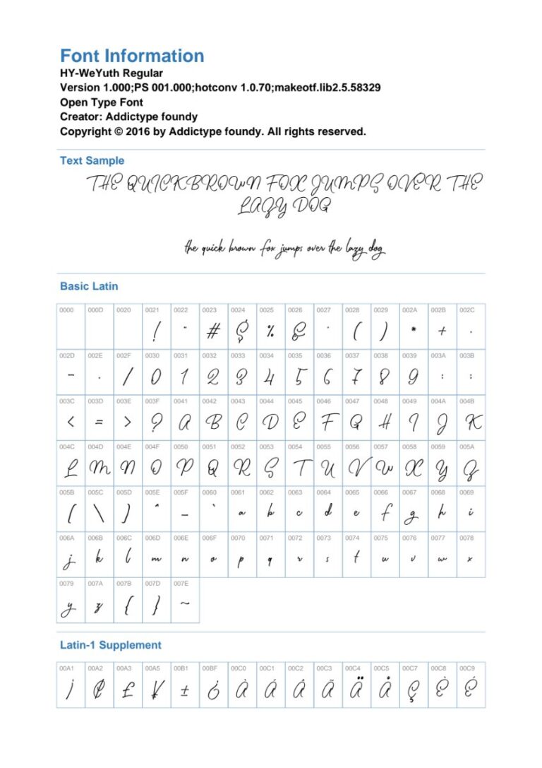 Font chữ HY-WeYuth