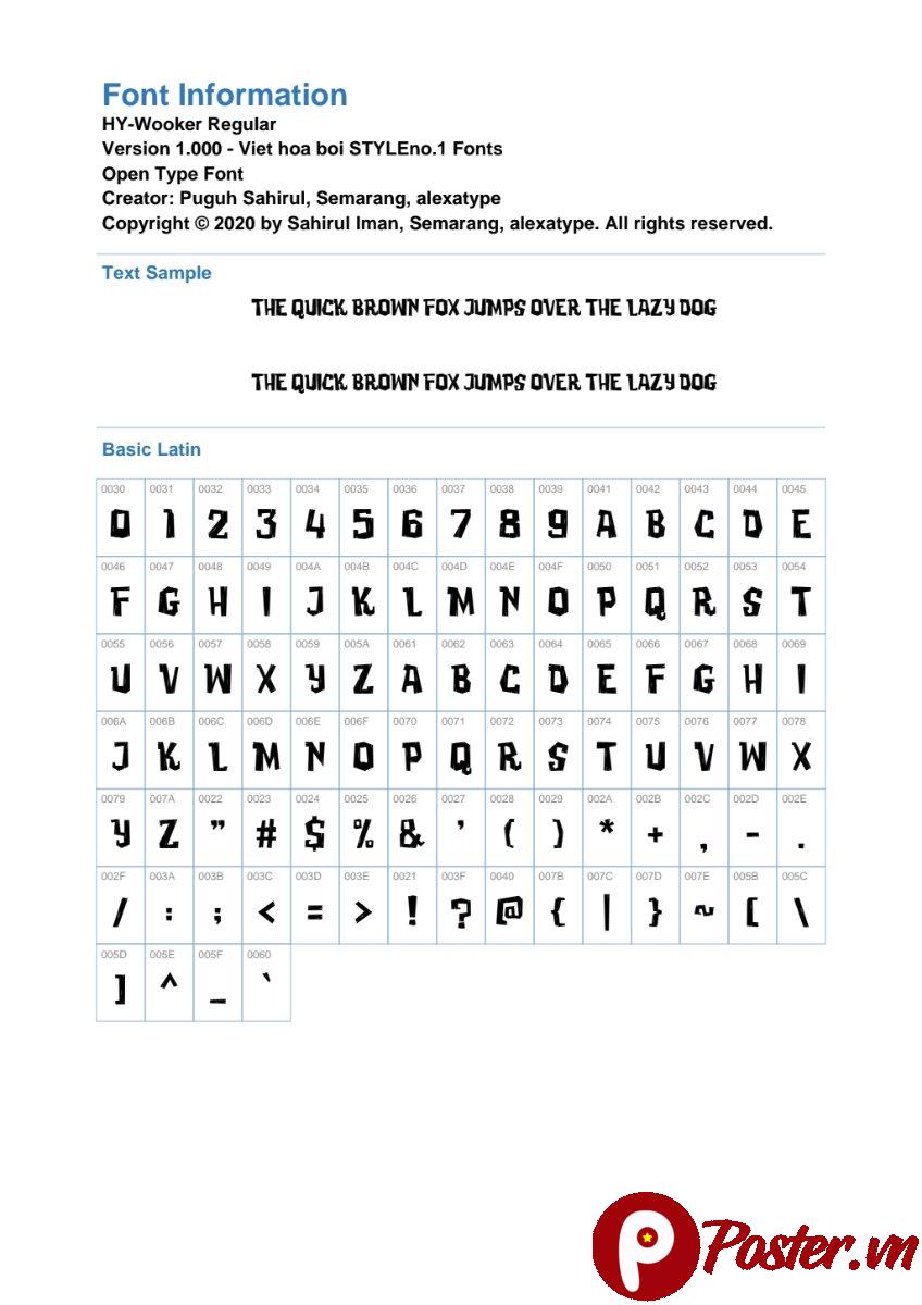 Font HY-Wooker độc đáo