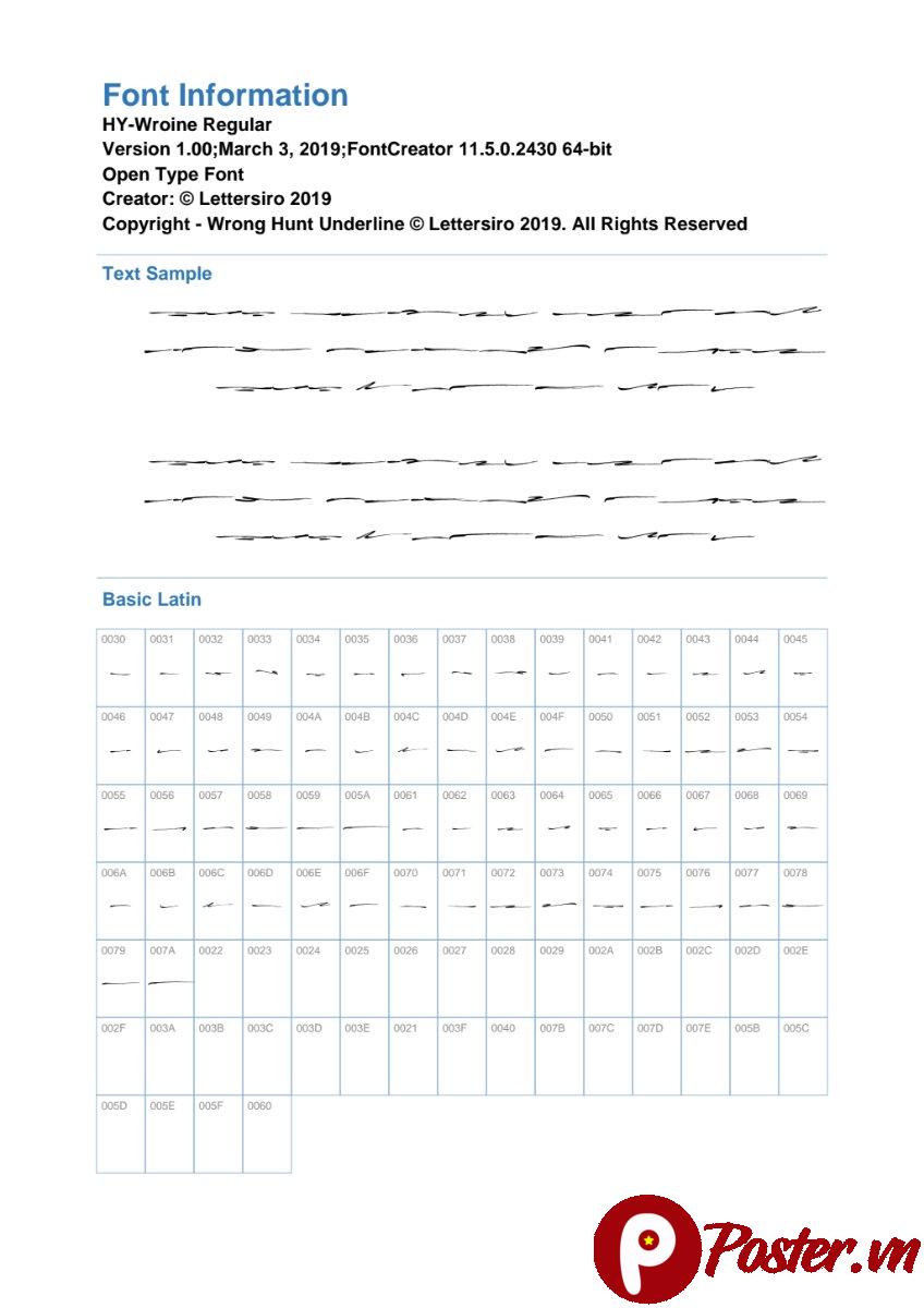 Font chữ HY-Wroine độc đáo