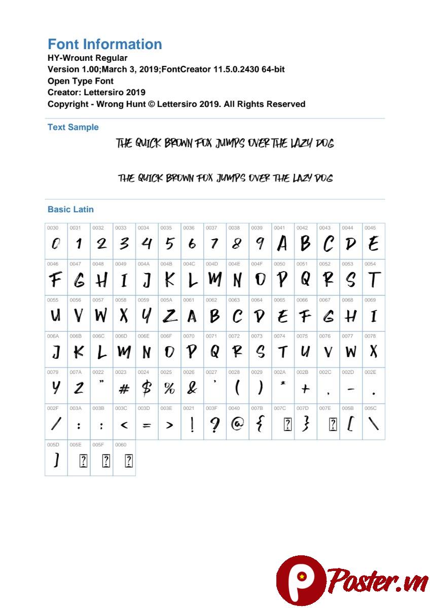 Font chữ HY-Wrount