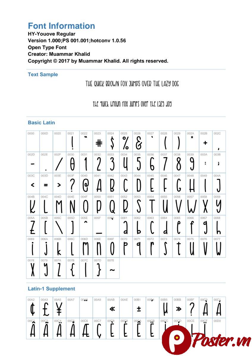 Font chữ HY-Youove độc đáo