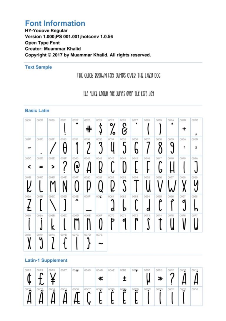 Font chữ HY-Youove