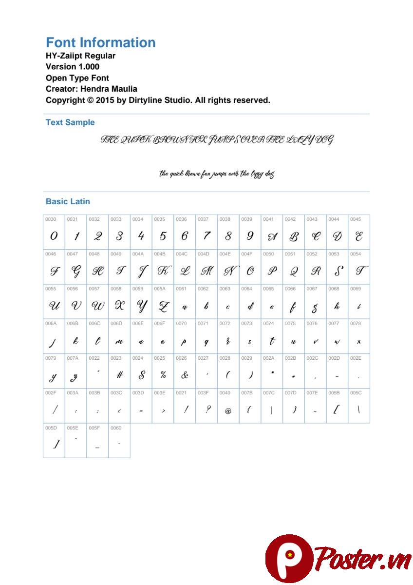 Font chữ HY-Zaiipt