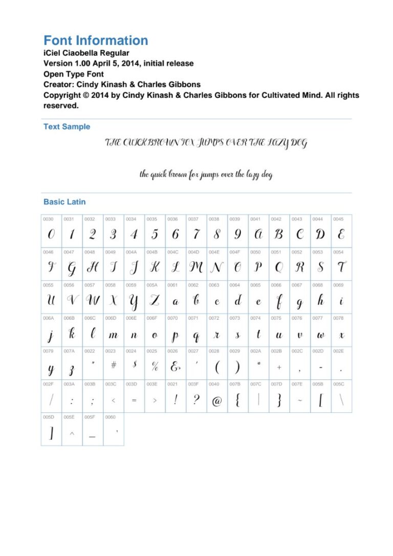 Font chữ iCiel Ciaobella