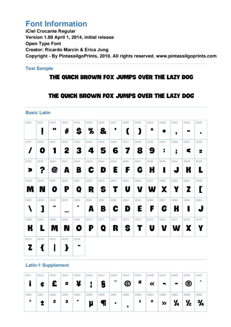 Thông tin font chữ iCiel Crocante