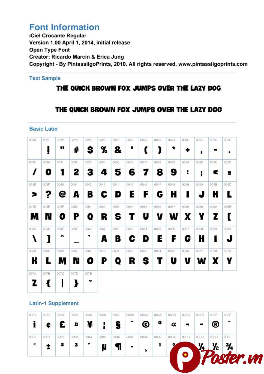 Thông tin font chữ iCiel Crocante