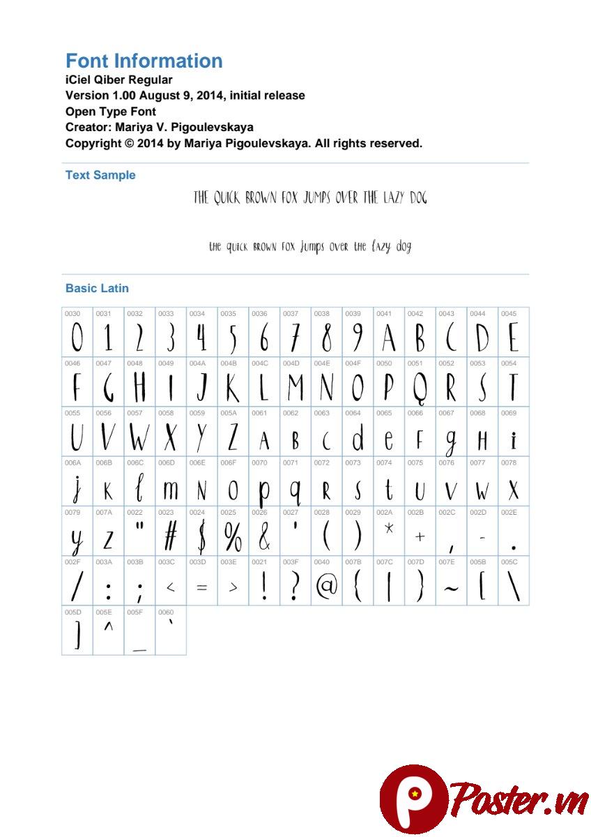 Thông tin font iCiel Qiber