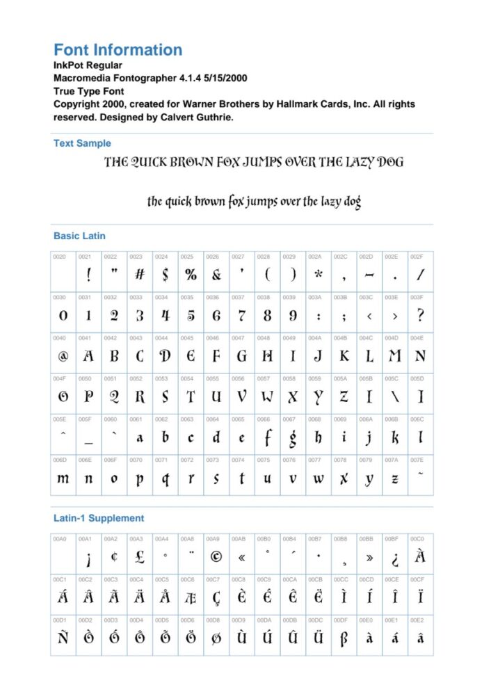 Font chữ Inkpot thư pháp
