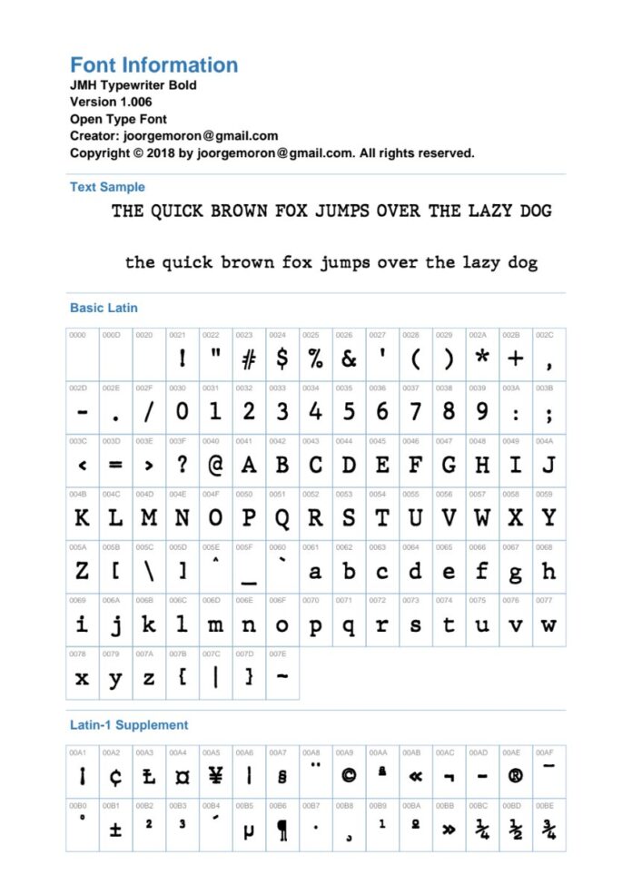 Font chữ JMH Typewriter Bold