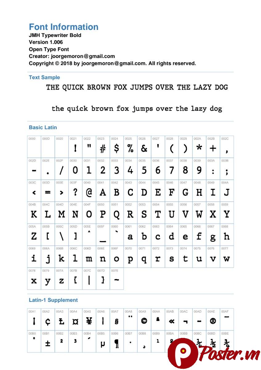 Font chữ JMH Typewriter Bold