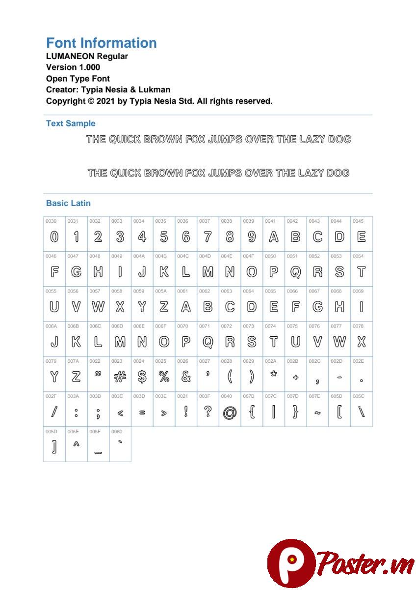 Thông tin Font LUMANEON-SVG