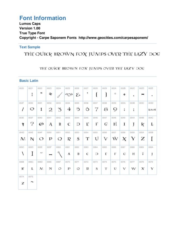 Font Lumos Caps đẹp