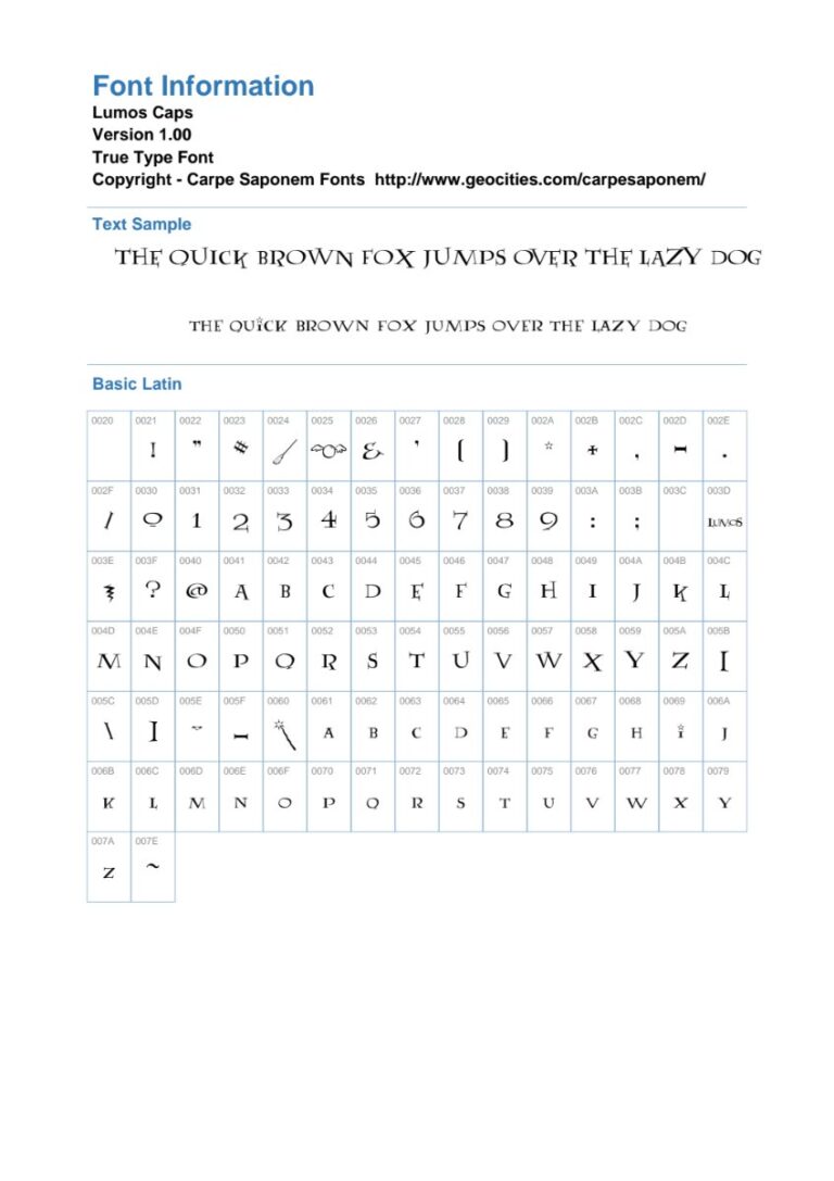 Font Lumos Caps đẹp