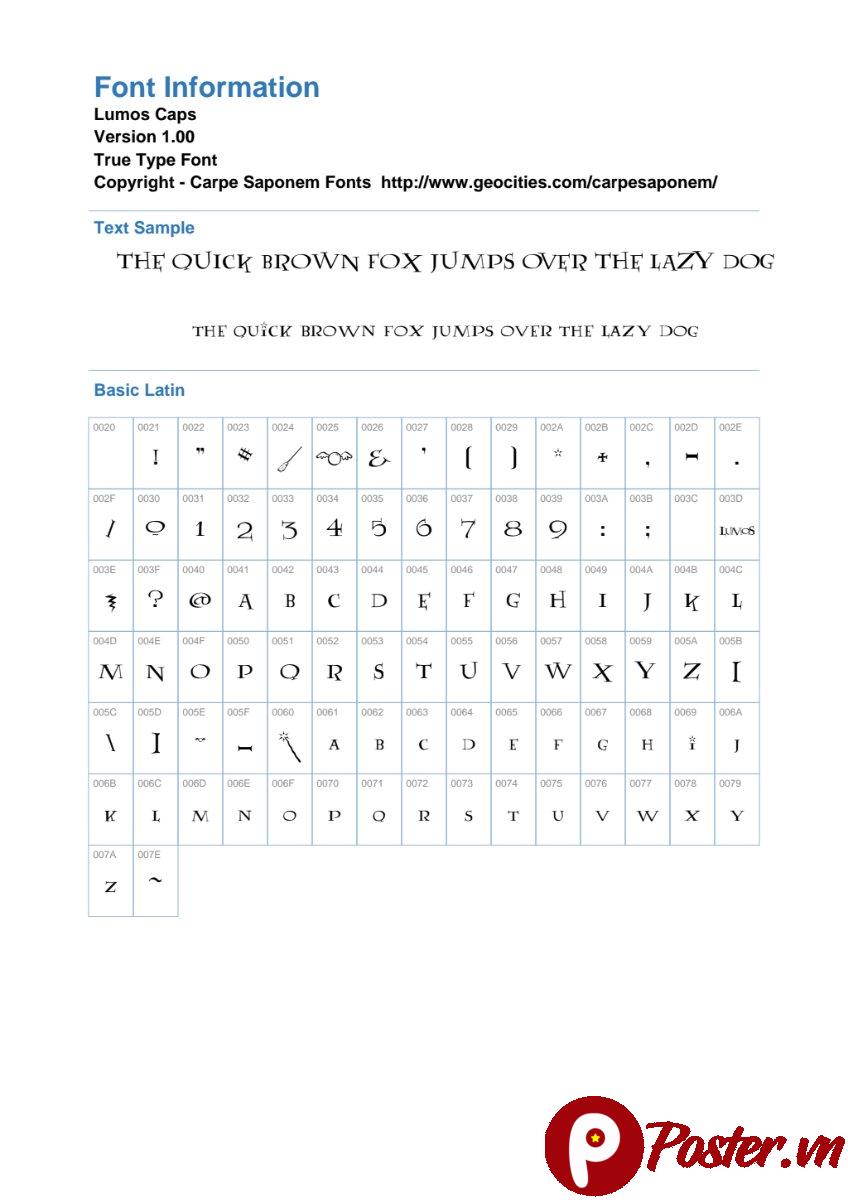 Font Lumos Caps đẹp