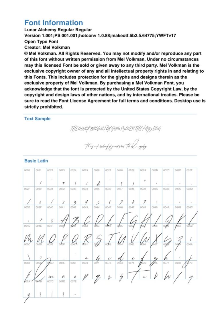 Font chữ Lunar Alchemy Regular