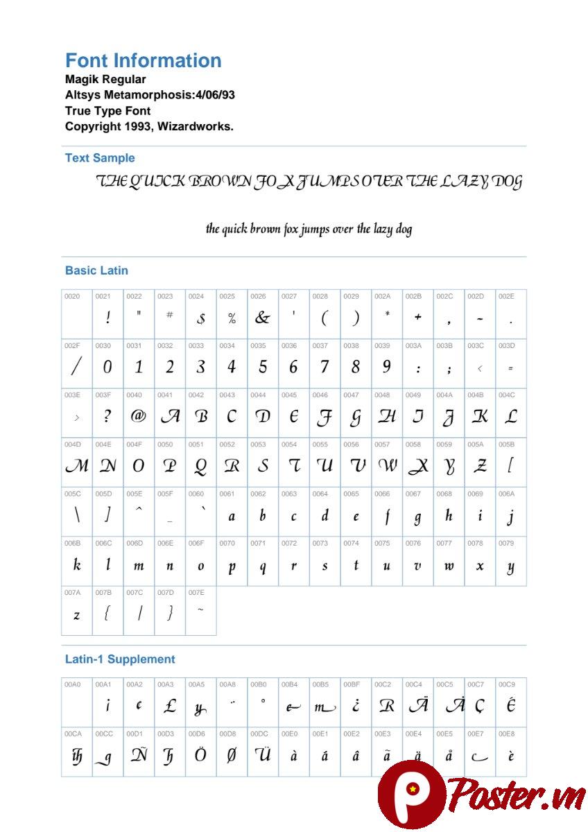 Font chữ Magik độc đáo