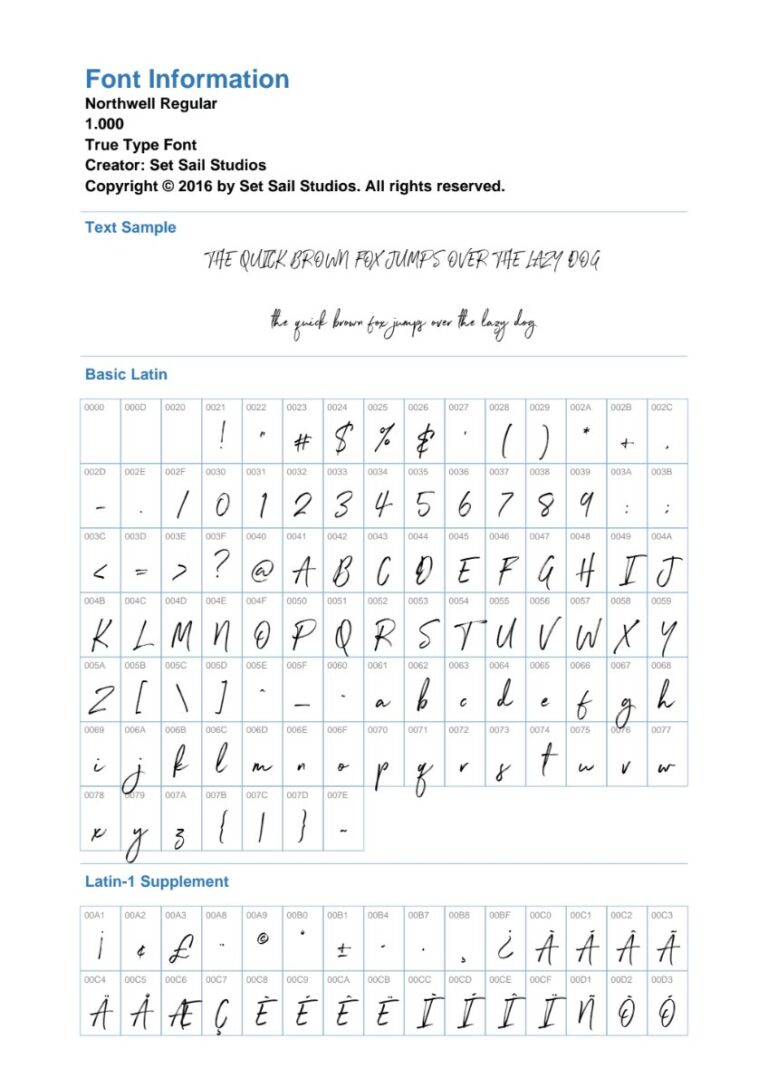 Font chữ Northwell Script đẹp