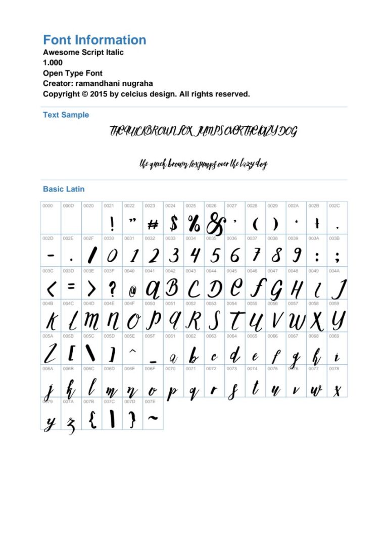 Font Script Italic đẹp
