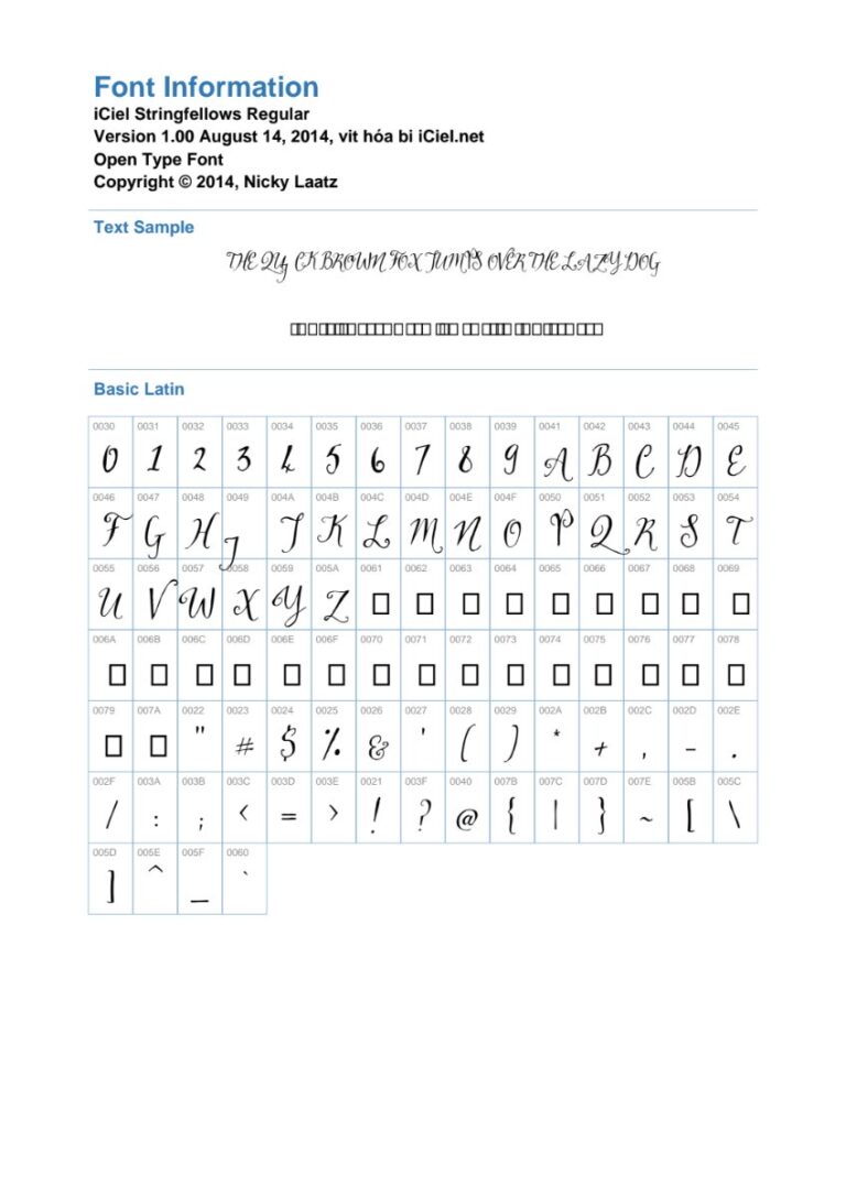 Font Stringfellows viết tay cổ điển