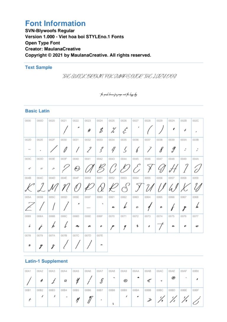 Font chữ SVN-Blywoofs