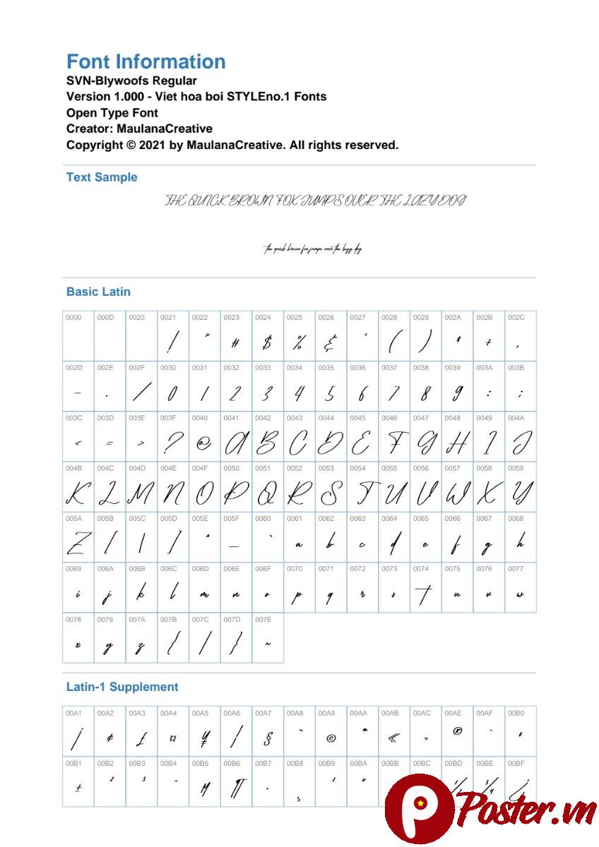 Font chữ SVN-Blywoofs