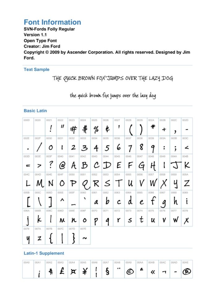 Font chữ SVN-Fords Folly