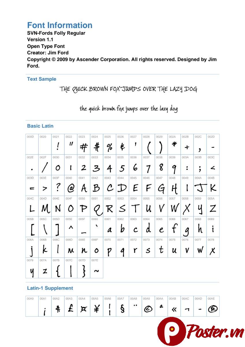 Font chữ SVN-Fords Folly