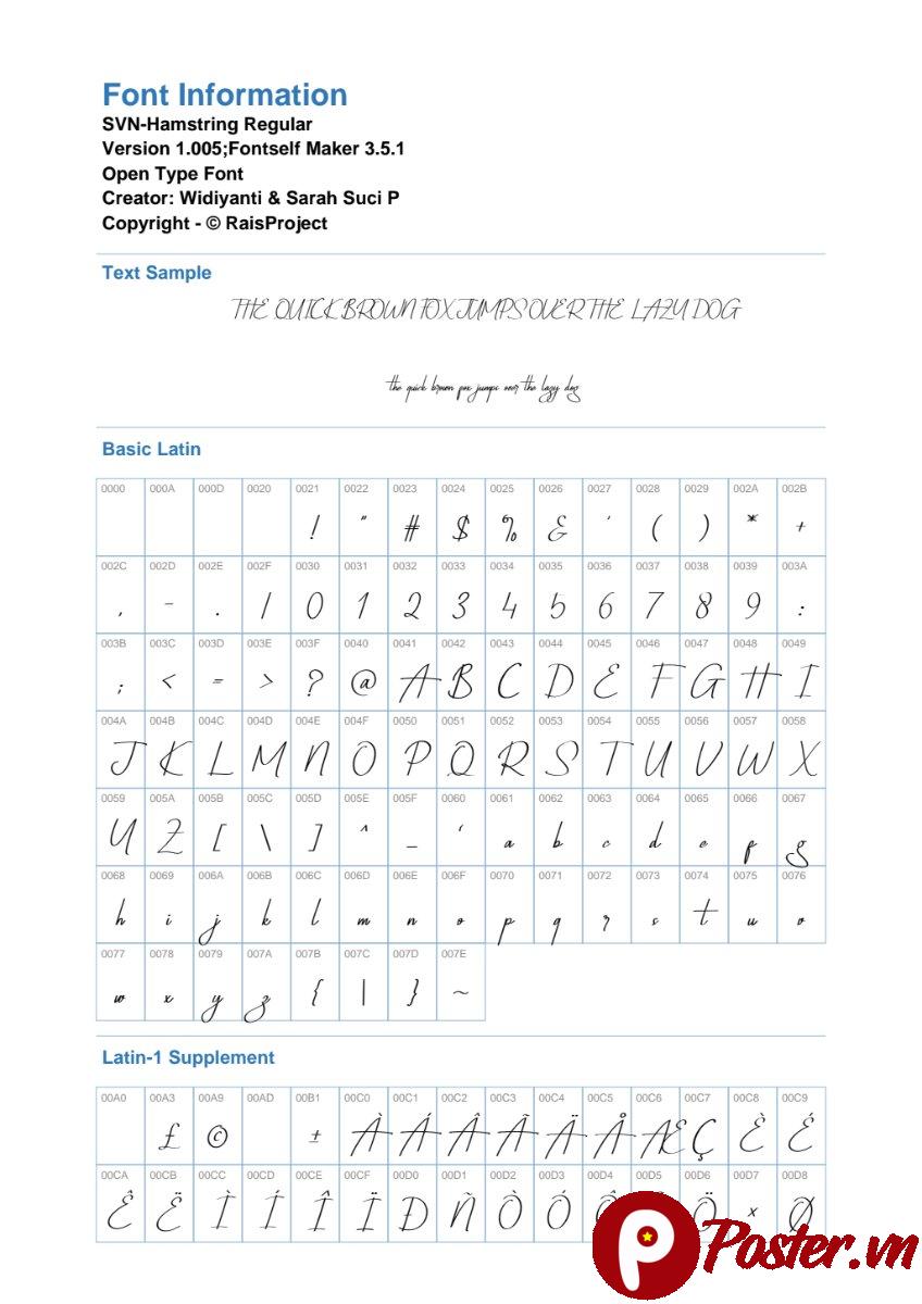Font chữ SVN-Hamstring viết tay