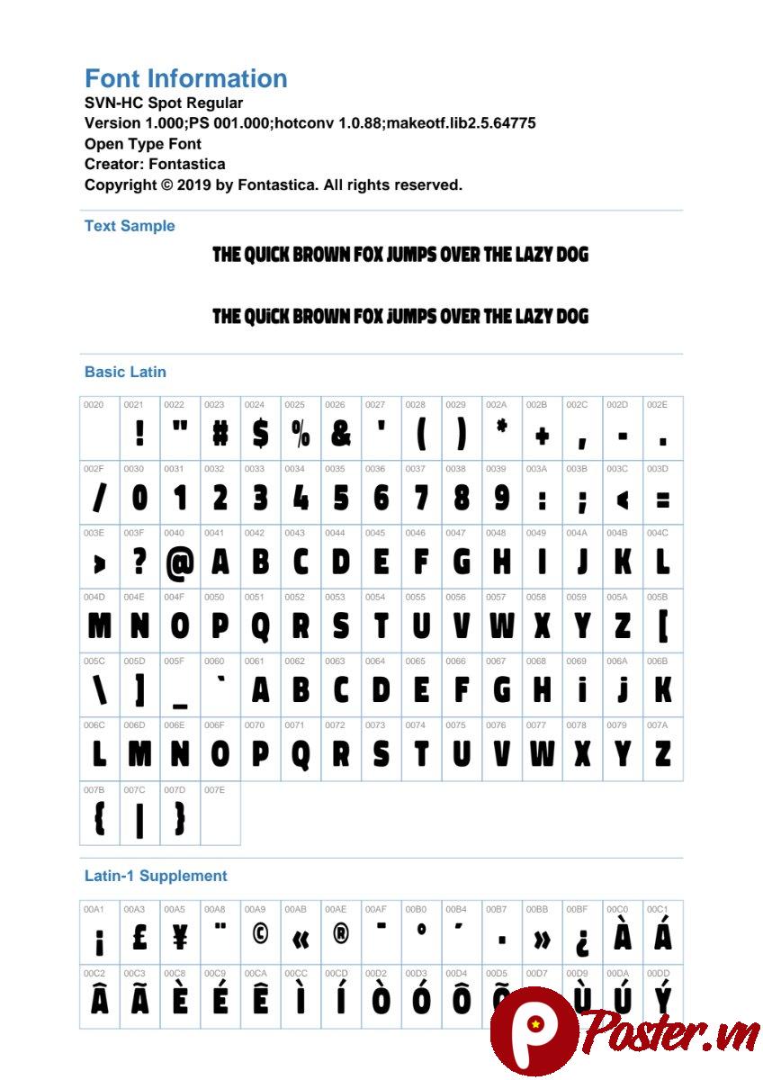 Thông tin font chữ SVN-HC Spot