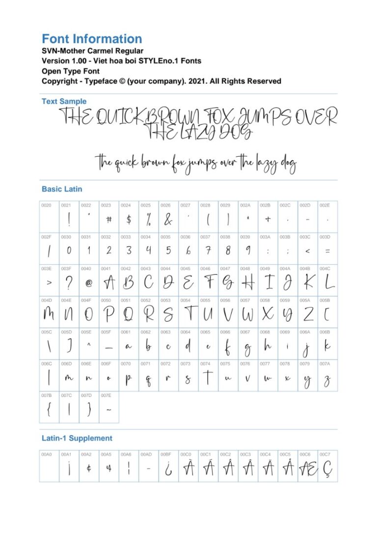 Font chữ SVN-Mother Carmel