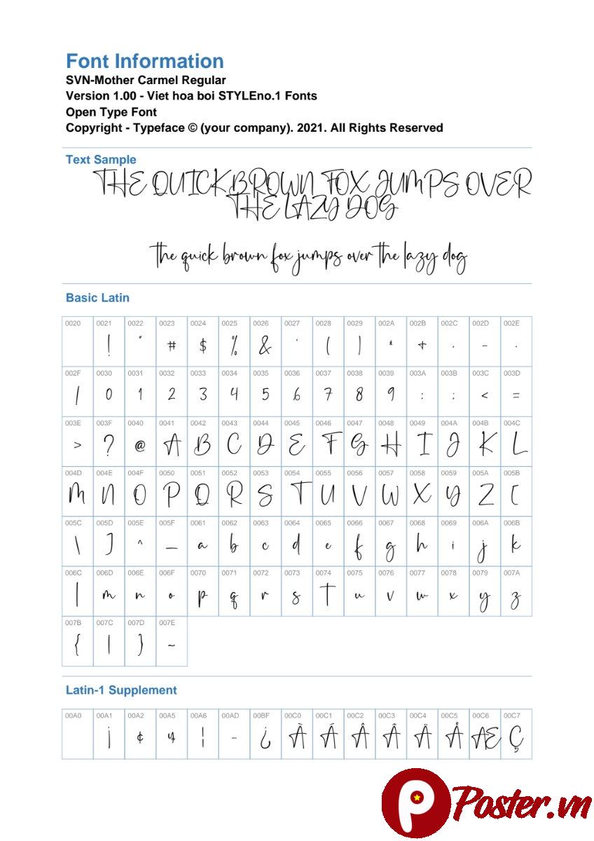 Font chữ SVN-Mother Carmel