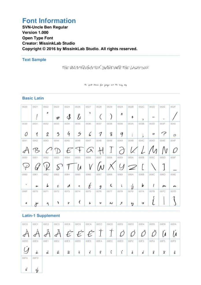 Font SVN-Uncle Ben độc đáo