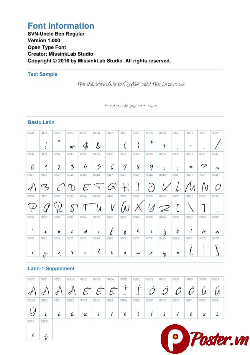 Font SVN-Uncle Ben độc đáo