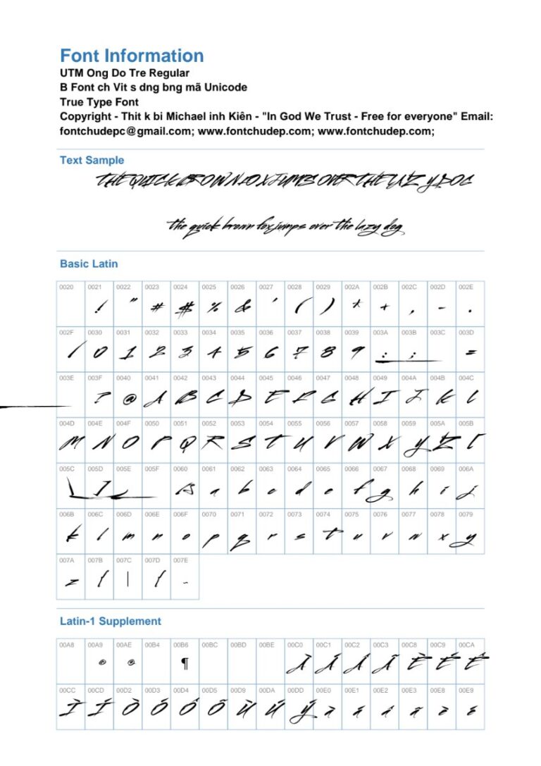 Font chữ UTM Ông Đồ Tre