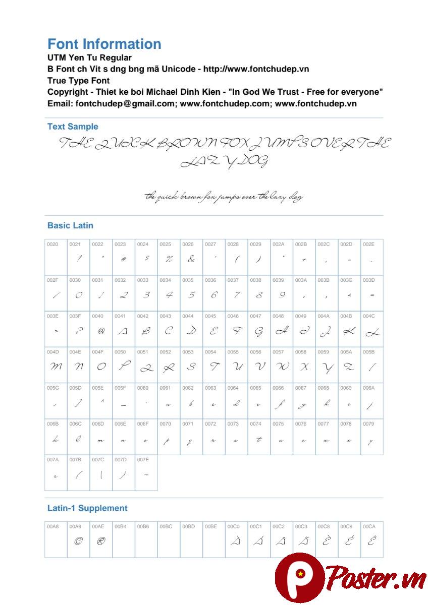 Font chữ UTM Yen Tu