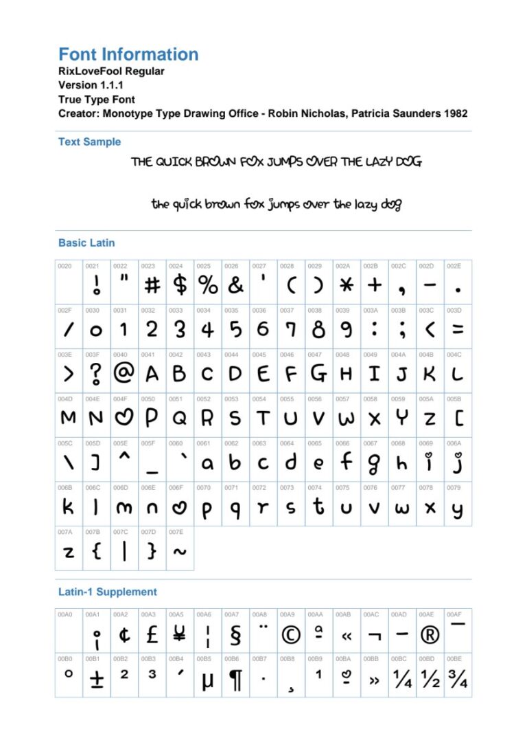 Font UVF RixLoveFool