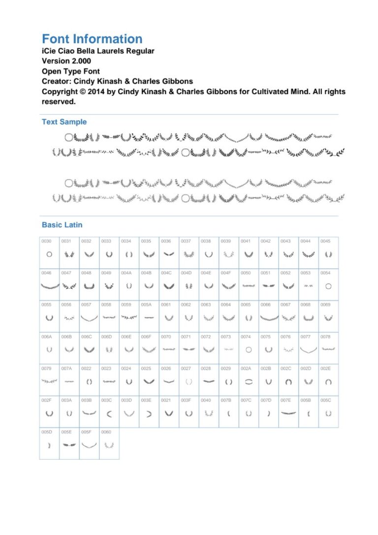 Font Ciao Bella Laurels