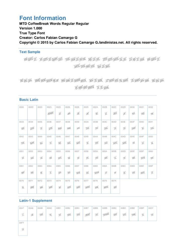 Font CoffeeBreak Words Regular