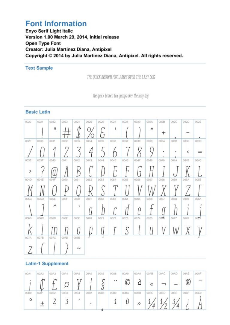 Font Enyo Serif Light Italic