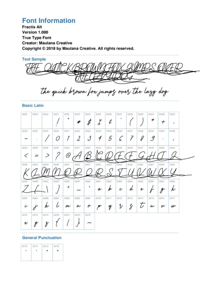 Font chữ viết tay Fractis Alt